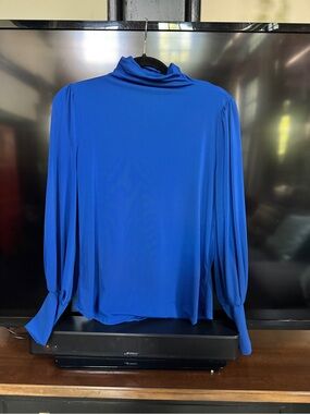 Long Sleeve Royal Blue Turtleneck Blouse